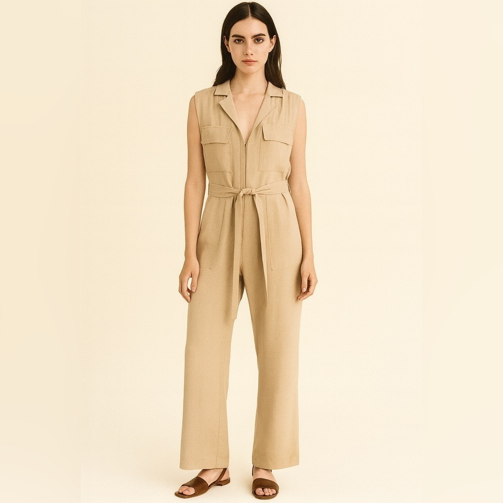 & other stories capsule tan wide leg sleeveless utility jumpsuit. Size 6